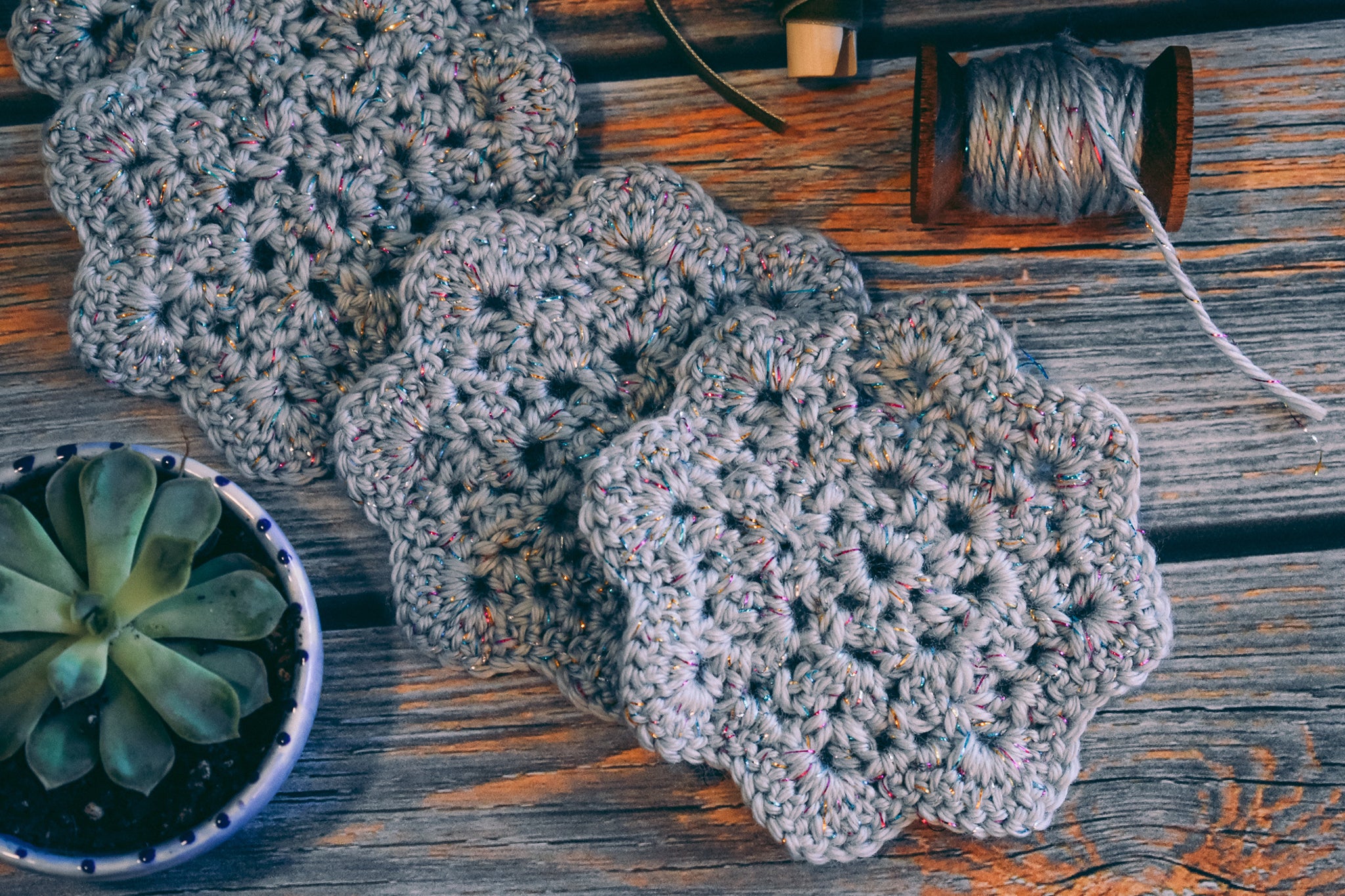 Magnolia Crochet Coasters and Holder Set – The Crochet Village