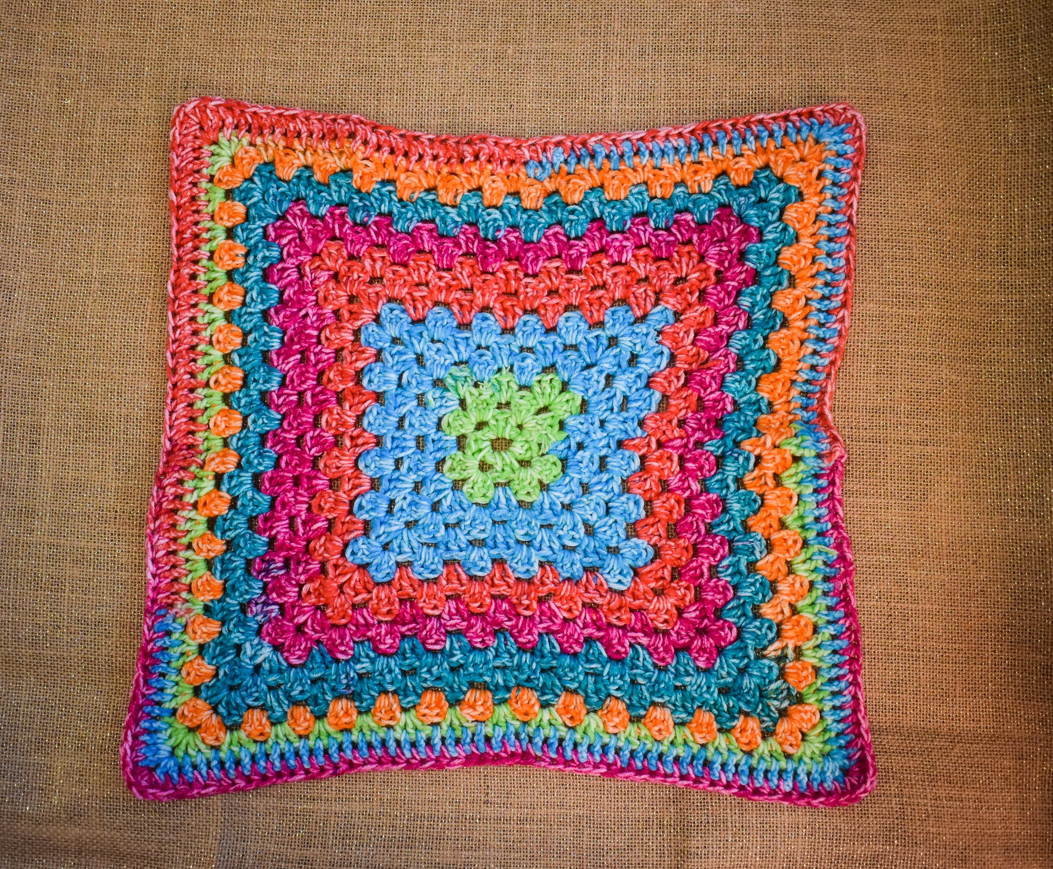 Rainbow Granny Square Cat Mat